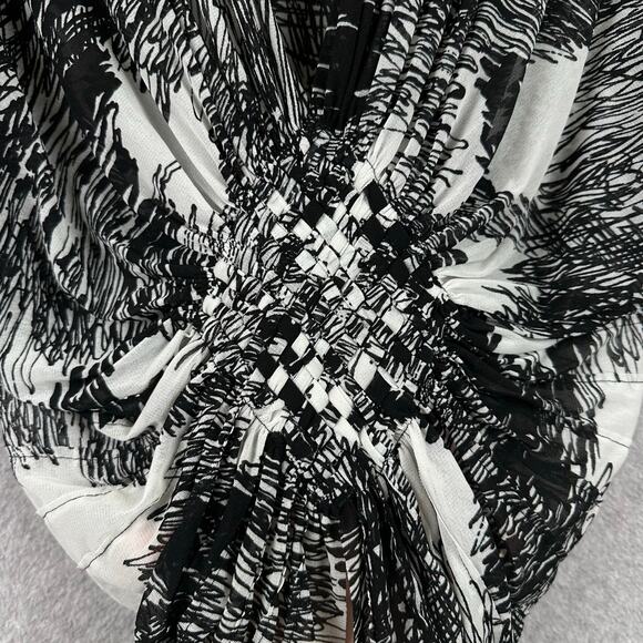 RARE Vivienne Tam Mesh Top Size P (XS) Black White Abstract Geo Y2K Runway Knot0 - Picture 4 of 13